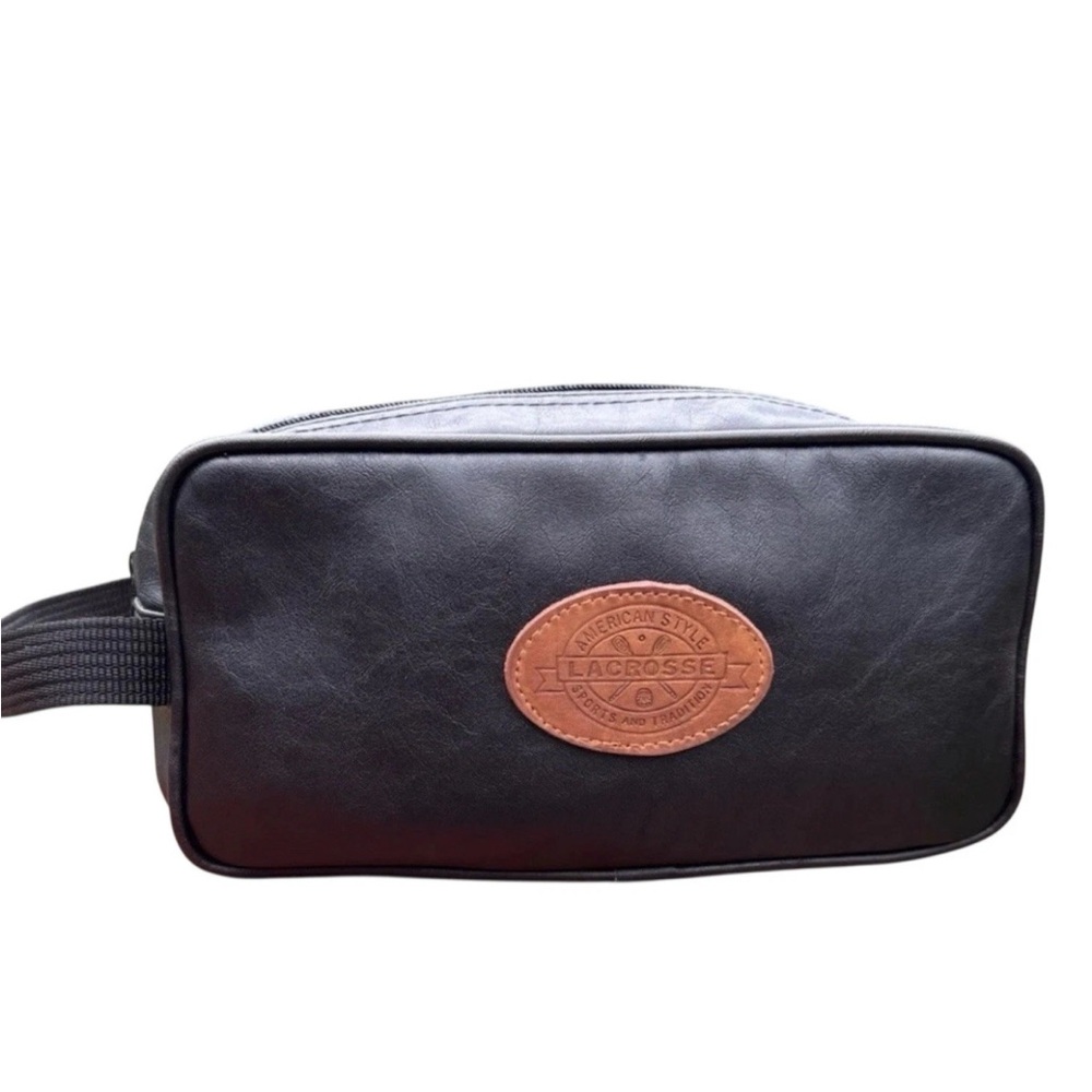 LACROSSE American‎ Style Black Toiletry Dopp Kit Travel Bag Shaving Makeup